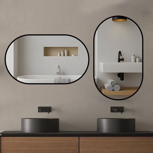 Miroir De Salle De Bain 50x80cm Ellipse, Verre Anti-explosion, Installation Horizontale Ou Verticale