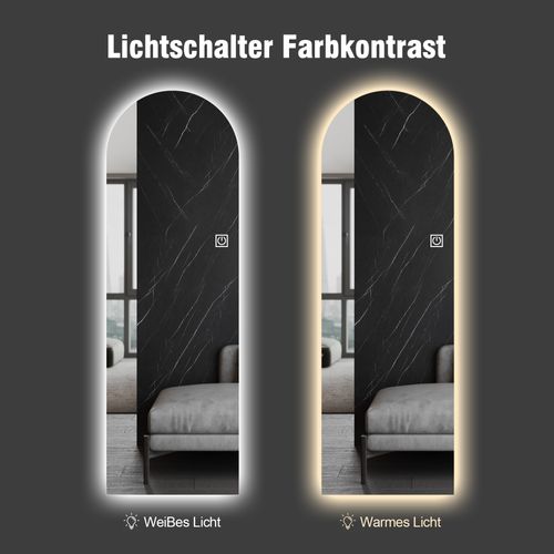 Miroir LED 165x50 cm, Dimmable Et Antichoc, Design Moderne Pour Chambre