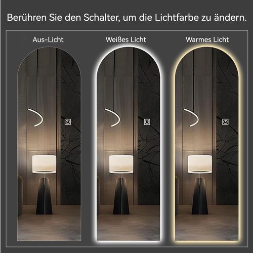 Miroir LED 165x50 cm, Dimmable Et Antichoc, Design Moderne Pour Chambre