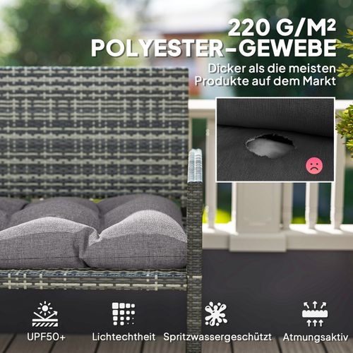 Coussin De Banc 105x46x12,5 cm Gris, Rembourré, Résistant à L’eau Et Upf50+ Pour Extérieur