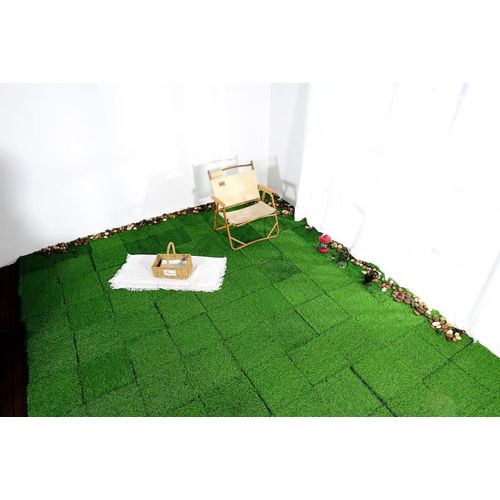 Dalles De Gazon Artificiel 36 Pièces Emboîtables Pour Terrasse, Balcon Et Jardin, 30x30 cm