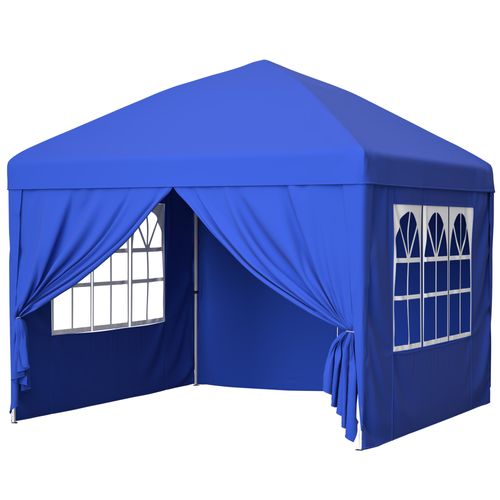 Pavillon Pliable 3x3m Avec 4 Parois Réglable En Hauteur Pour Jardin Et Événements Extérieurs, Bleu