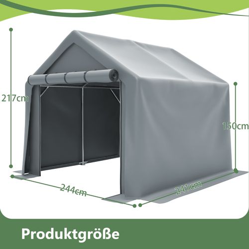 Abri De Jardin Gris Foncé 244x241x217cm Pour Vélos, Outils Et Meubles De Jardin