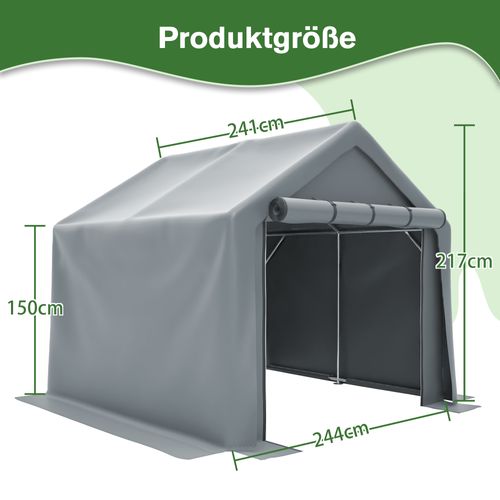 Abri De Jardin Étanche Gris 244x241x217cm Pour Vélos, Outils Et Moto