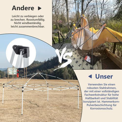 Pavillon Pop-up 3x3 M Pliant Réglable En Hauteur Avec Sacs De Lest Et Housse Bleu