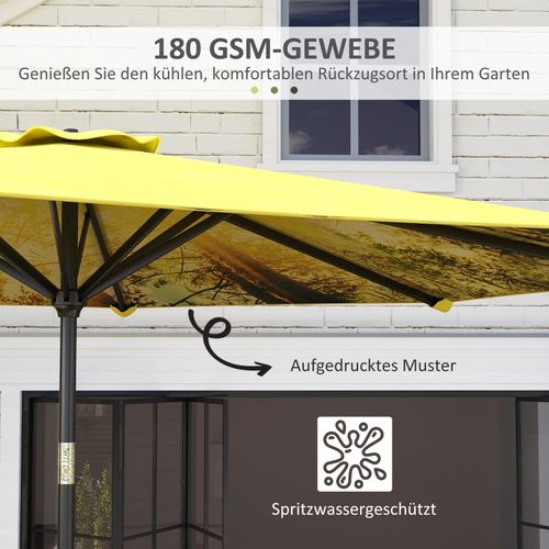 Parasol De Jardin D.300 Cm Octogonal Inclinable Avec Manivelle Et Mât Aluminium Jaune