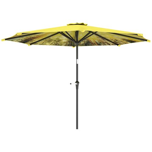 Parasol De Jardin D.300 Cm Octogonal Inclinable Avec Manivelle Et Mât Aluminium Jaune