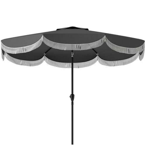 Parasol De Jardin D.269 Cm Octogonal Inclinable Avec Protection Uv30+ Et Manivelle Gris Foncé