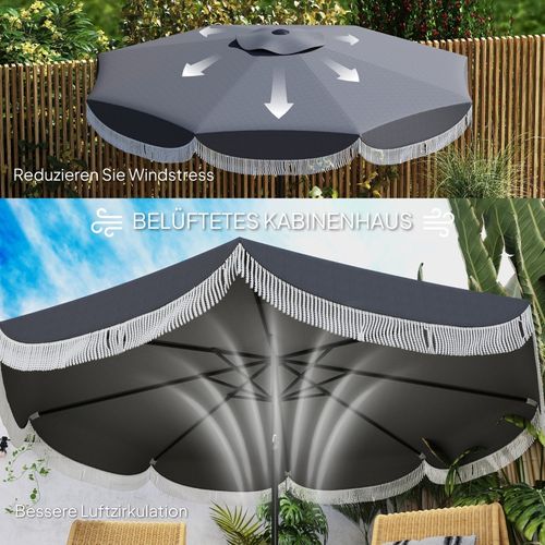 Parasol De Jardin D.269 Cm Octogonal Inclinable Avec Protection Uv30+ Et Manivelle Gris Foncé