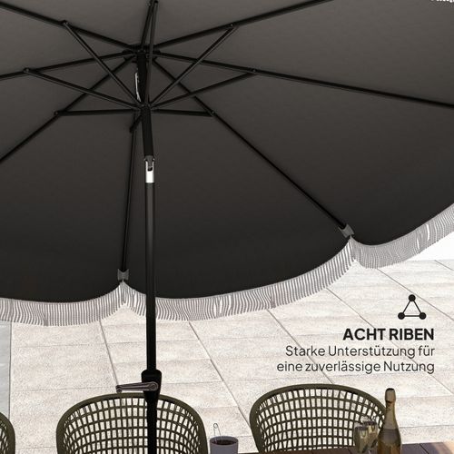 Parasol De Jardin D.269 Cm Octogonal Inclinable Avec Protection Uv30+ Et Manivelle Gris Foncé