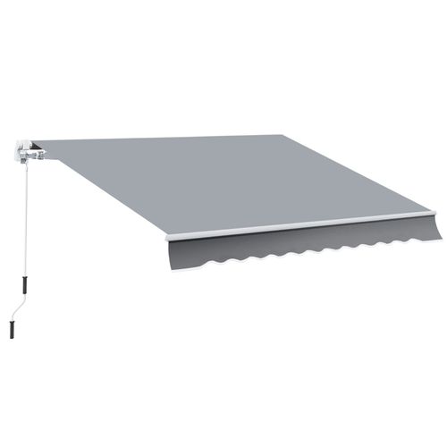 Store Banne Manuel 3,95 X 2,45 M Pour Terrasse, Protection Solaire En Polyester Gris/blanc