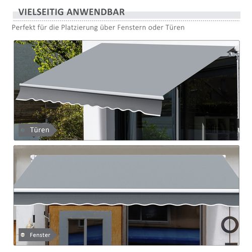 Store Banne Manuel 3,95 X 2,45 M Pour Terrasse, Protection Solaire En Polyester Gris/blanc
