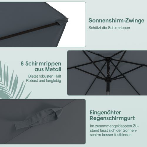 Parasol Inclinable D.300 Cm En Aluminium, Pliable Et Léger, Pour Balcon, Jardin Et Plage