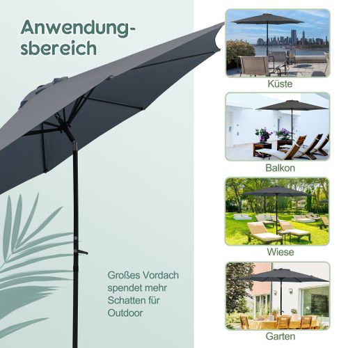 Parasol Inclinable D.300 Cm En Aluminium, Pliable Et Léger, Pour Balcon, Jardin Et Plage