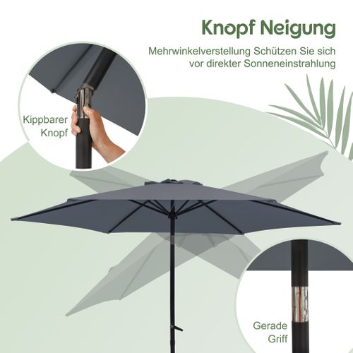 Parasol Inclinable D.270 Cm En Aluminium, Pliable Et Léger, Pour Balcon, Jardin Et Plage