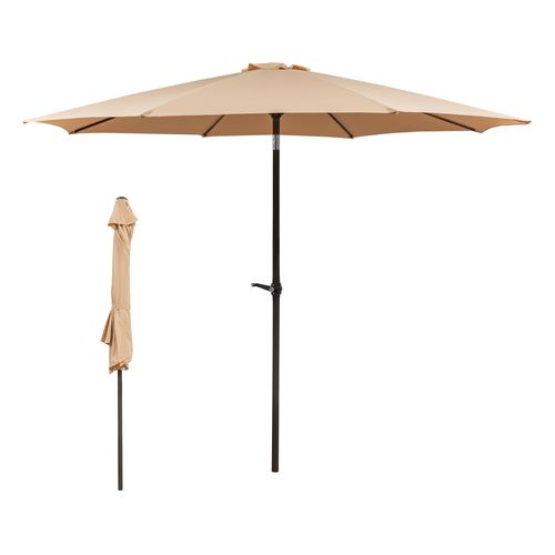 Parasol 300x245 Cm Khaki Avec Double Toit Ventilé, Manivelle Et 8 Baleines Renforcées