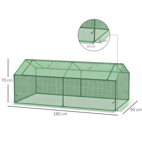 Mini-serre Verte 180x90x70 cm Avec Fenêtre Filet, Abri Végétal Pour Balcon Et Jardin