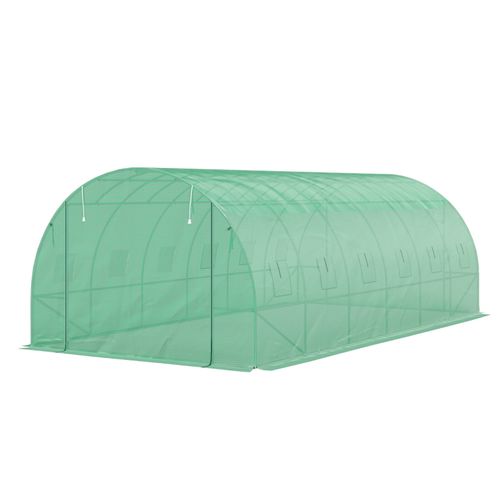 Serre Tunnel Jardin 6x3x1,97 m Avec Bâche Plastique Et Cadre Acier, Portes Roulantes