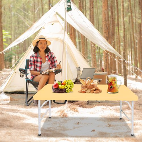 Table Pliante Portable 125 cm Robuste Avec Hauteur Réglable Pour Intérieur Et Extérieur, Janue