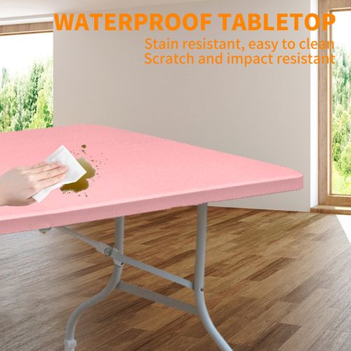 Table Pliante Portable 244 cm Robuste Avec Poignée Pour Intérieur Et Extérieur, Rose