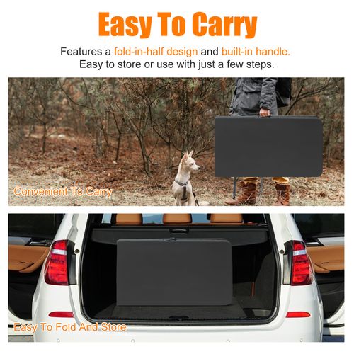 Table Pliante Portable 244 cm Robuste Avec Poignée Pour Intérieur Et Extérieur, Noir