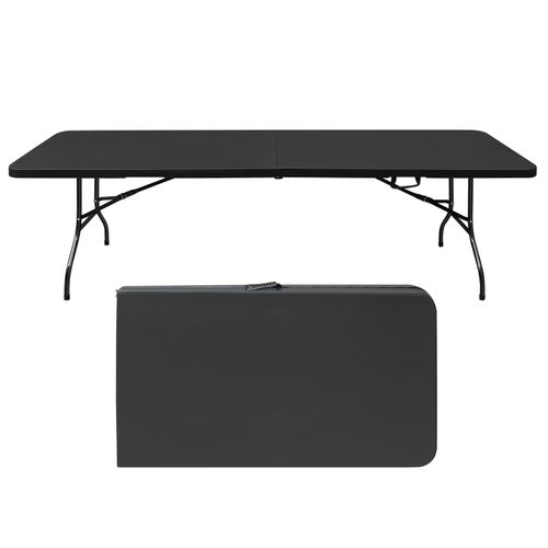 Table Pliante Portable 244 cm Robuste Avec Poignée Pour Intérieur Et Extérieur, Noir