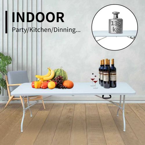 Table De Jardin Pliante 180 cm Résistante Et Facile à Nettoyer Pour Intérieur Et Extérieur