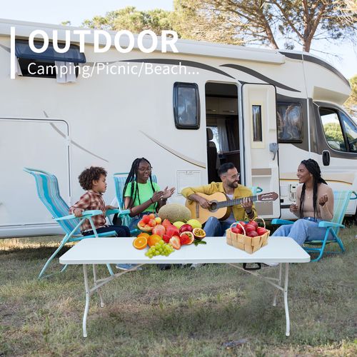 Table De Jardin Pliante 180 cm Résistante Et Facile à Nettoyer Pour Intérieur Et Extérieur