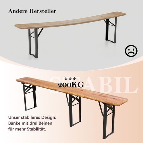 Garniture De Table De Bière Pliante 3 pièces 175 cm En Bois Massif Pour Jardin Et Fête