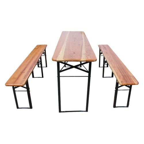 Garniture De Table De Bière Pliante 3 pièces 175 cm En Bois Massif Pour Jardin Et Fête