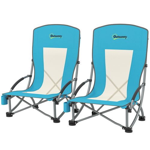 Lot De 3 Chaises De Camping Pliantes Robustes - Porte-gobelet & Sac Inclus - Noir