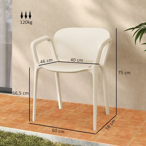 Lot De 4 Fauteuils De Jardin Empilables, Résistantes Aux Intempéries, Confortables Et Légères