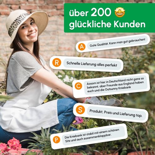 Banc Pliable De Jardin 2-en-1, Tabouret Et Genouillère Avec Pochette Outils Et Coussins Confort