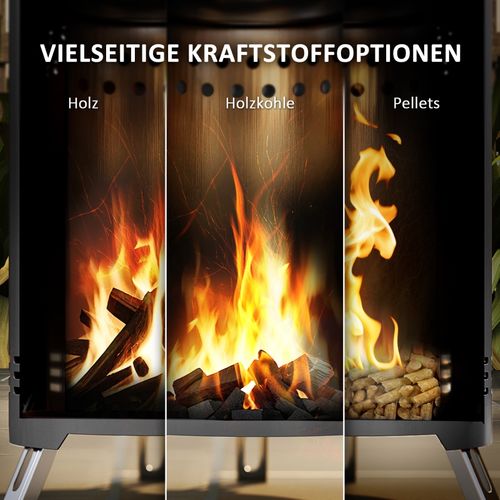 Brasero En Acier Inoxydable D.16x25 Cm Avec Crochet, Feu Sans Fumée Pour Jardin