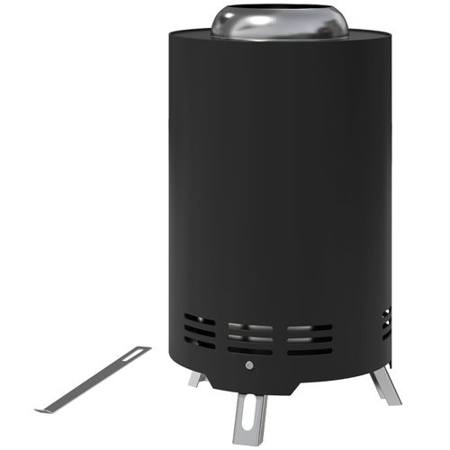 Brasero Noir En Acier Inoxydable D.16x25 Cm Avec Crochet, Feu Sans Fumée Extérieur