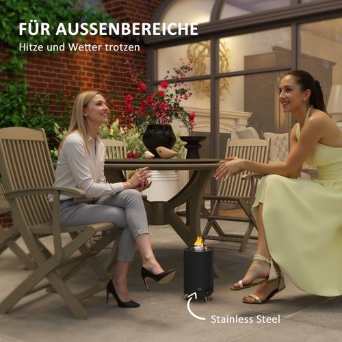 Brasero Noir En Acier Inoxydable D.16x25 Cm Avec Crochet, Feu Sans Fumée Extérieur