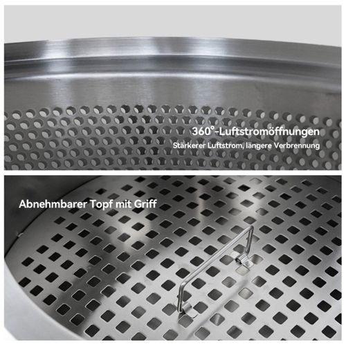 Brasero Portable En Acier Inoxydable, Feu De Bois Sans Fumée Pour Extérieur