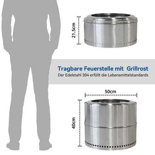 Brasero Portable En Acier Inoxydable Avec Cendrier, Feu De Bois Extérieur