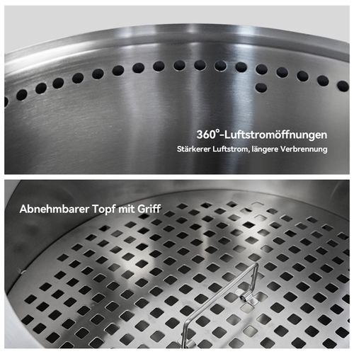 Brasero Portable En Acier Inoxydable Avec Cendrier, Feu De Bois Extérieur