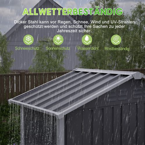 Abri De Jardin En Métal 154x83x180 Cm Avec Ventilation, Porte Verrouillable Et Base Incluse