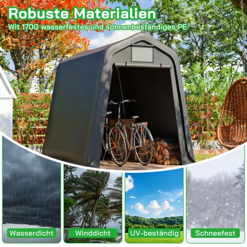 Abri De Rangement Extérieur 245x183x217 Cm En Pe Étanche Avec Rideaux Et Structure Stable