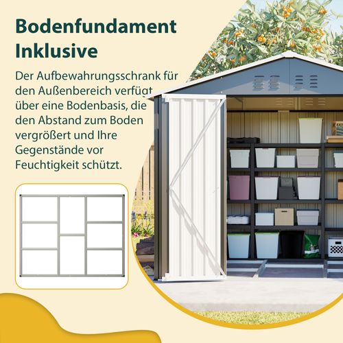 Abri De Jardin En Métal 240 X 192 X 191 Cm Avec Porte Coulissante Verrouillable Et Aérations