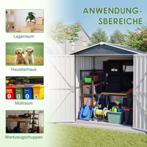 Abri De Jardin Métallique 142 X 185 Cm Avec Porte Verrouillable Et Ventilation Intégrée