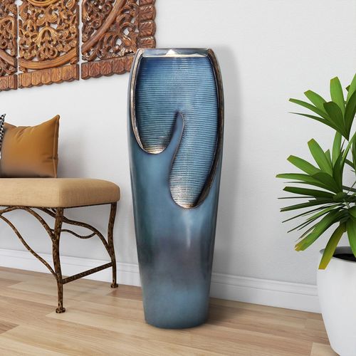 Fontaine D'intérieur Et D'extérieur En Verre 98 Cm Avec Cascade Décorative Et Effet Relaxant