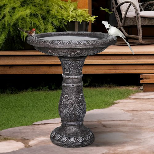 Fontaine De Jardin Résistante Aux Intempéries, Bain D’oiseaux Décoratif En Béton Fibré 62 Cm