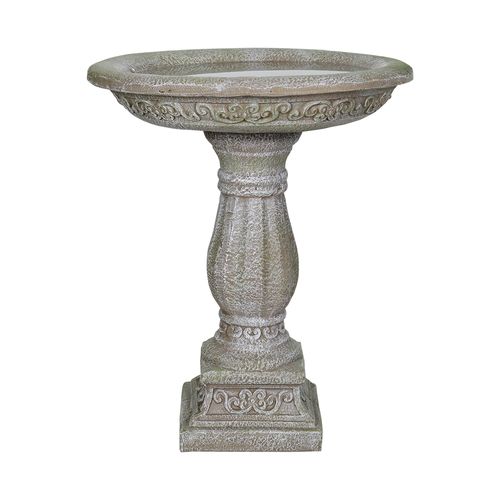 Fontaine De Jardin, Bain D’oiseaux En Béton 60,5 Cm Avec Socle Sculpté Pour Jardin Décoratif