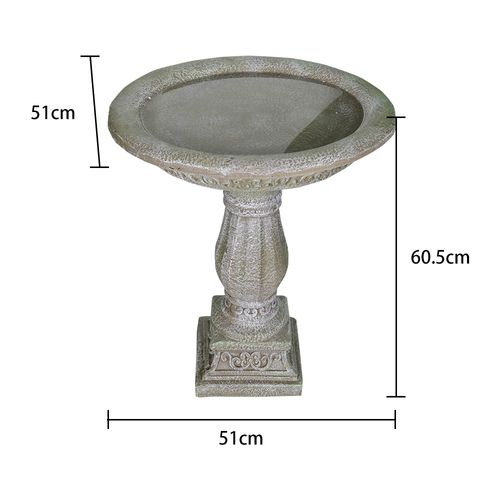 Fontaine De Jardin, Bain D’oiseaux En Béton 60,5 Cm Avec Socle Sculpté Pour Jardin Décoratif