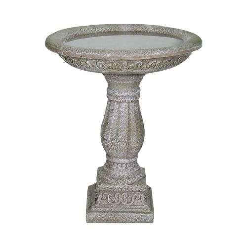Fontaine De Jardin, Bain D’oiseaux En Béton 60,5 Cm Avec Socle Sculpté Pour Jardin Décoratif