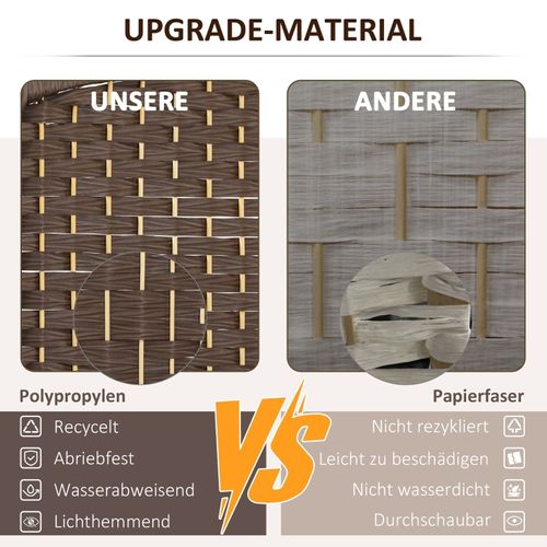 Paravent 3 Panneaux En Bois De Pin Avec Tissage Décoratif, Pliable Et Élégant