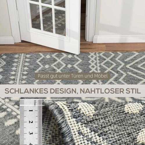 Tapis Plat Lavable Antidérapant 200x140 Cm Style Boho Pour Intérieur Et Extérieur